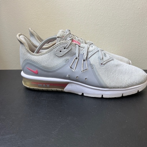 🌹 Nike Womens Air Max Sequent 3 Running Shoes Grey/Pink 908993-012 Size 10 - Picture 1 of 16